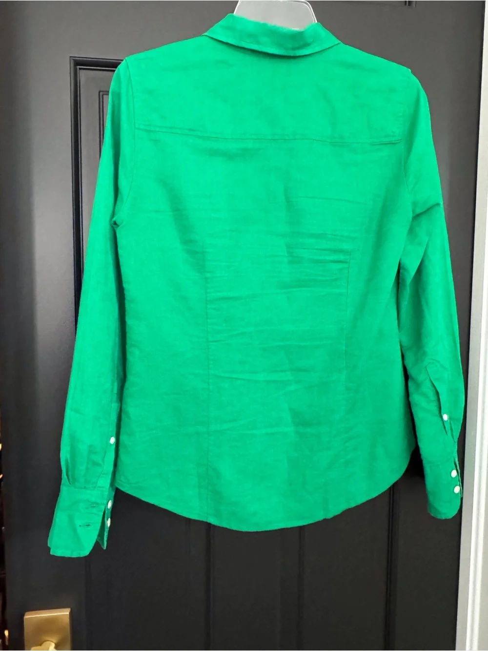 J. Crew Perfect Green Button Down Linen Blend Shirt - Picture 2 of 10